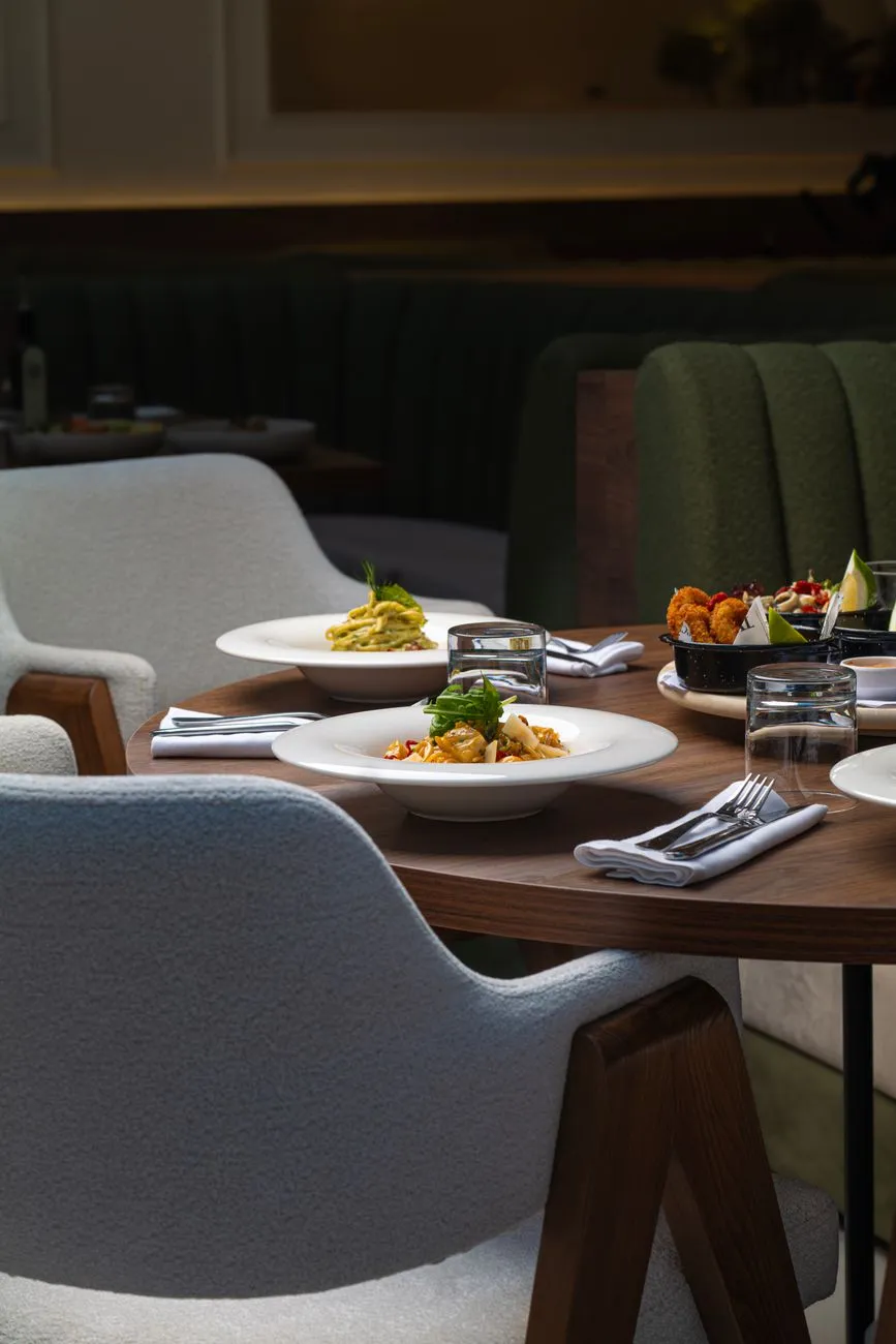 Food on a dining table