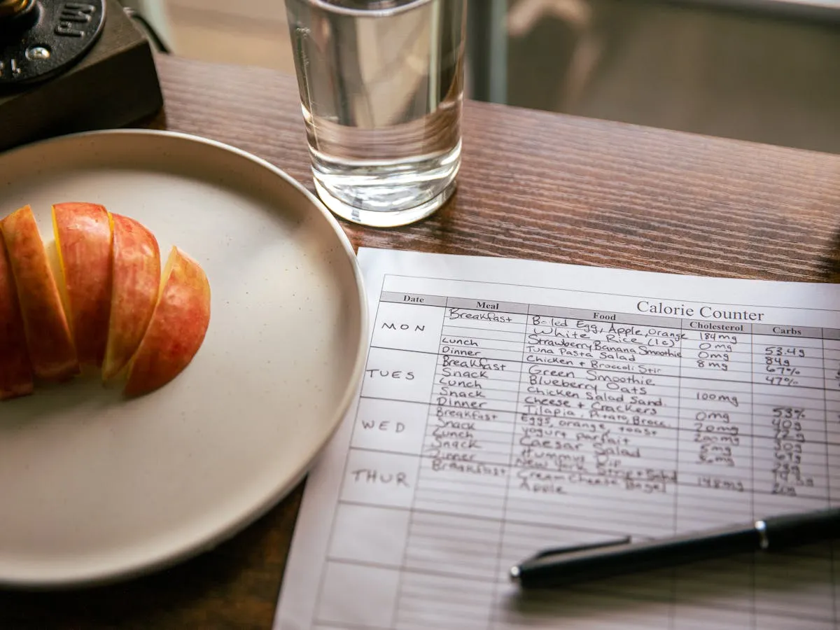 Person logging a meal by texting a food description to an AI chatbot on their smartphone